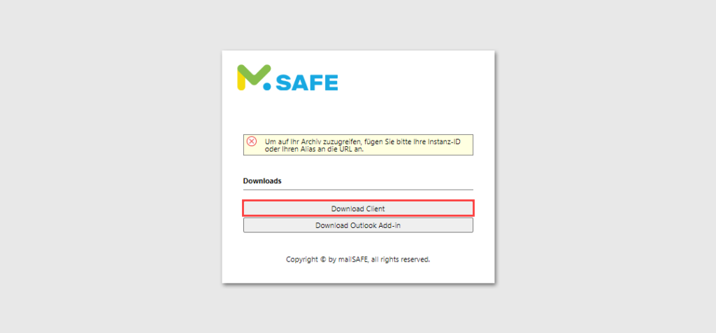 Download mailSAFE Client